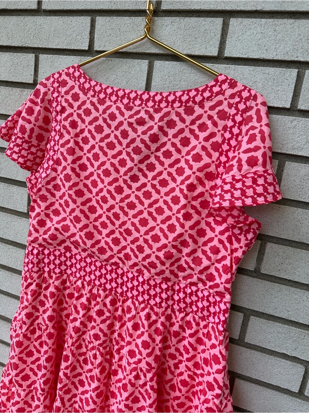 Vineyard Vines Bright Peach Mix Print Tiered Mini Dress NWT Cotton Medium - Picture 12 of 13